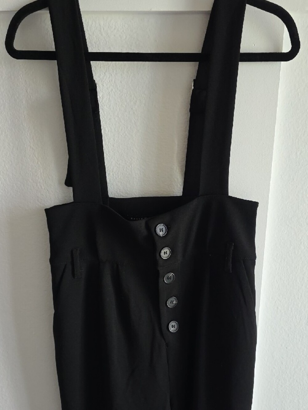 Haute Monde Black Button-Front Wide-Strap Jumpsuit - Picture 2 of 7